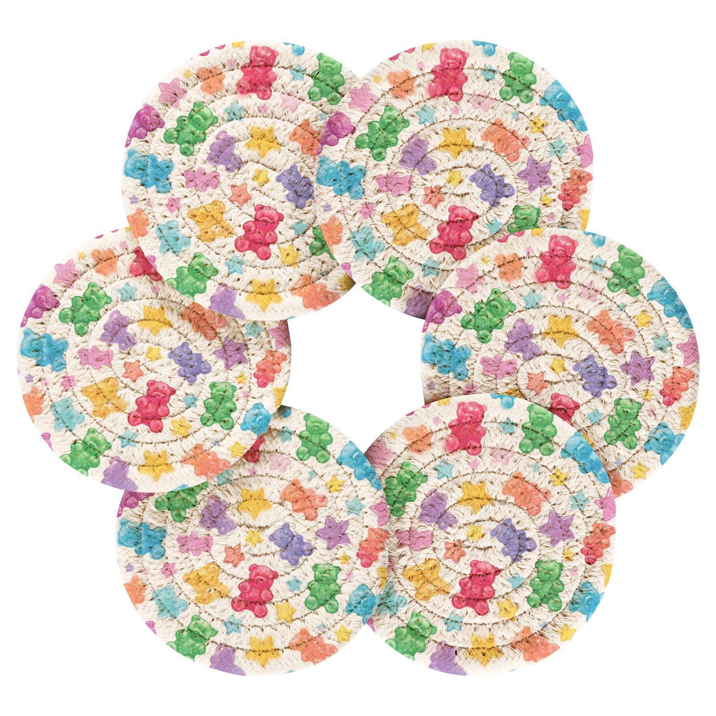 Coasters Set of 6 Colorful Gummy Bears Stars J263041