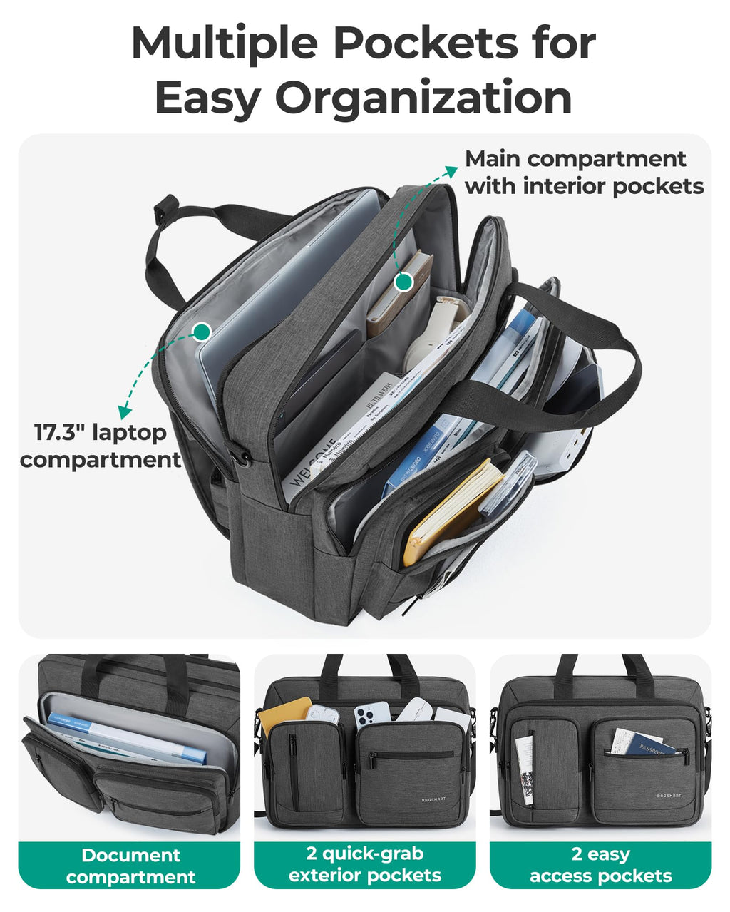 3 In 1 Laptop Bag 17.3 Inch Water-Repellent Black S60456