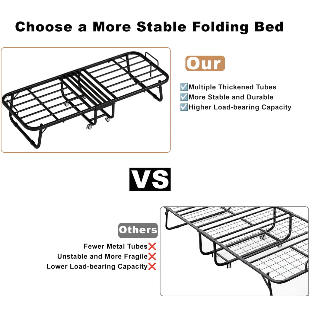 Folding Rollaway Guest Bed with 5" Memory Foam Mattress, Twin Size D7020