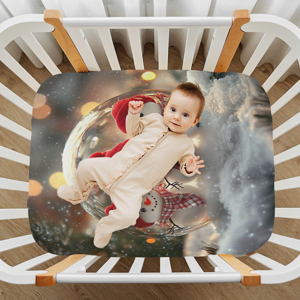 Snowmen Crystal Ball Crib Sheet 52" x 28" S2685