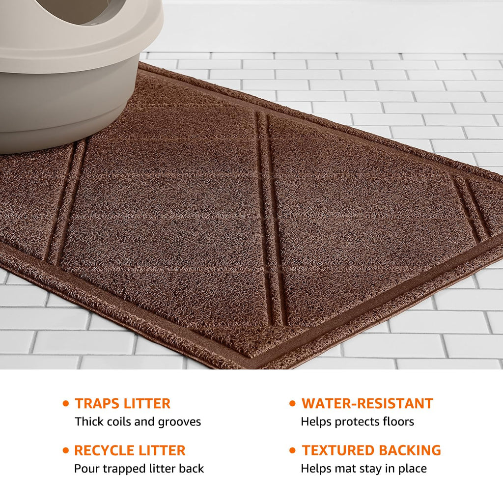 Less-Mess Cat Litter Box Mat 24" x 35" Brown F30460