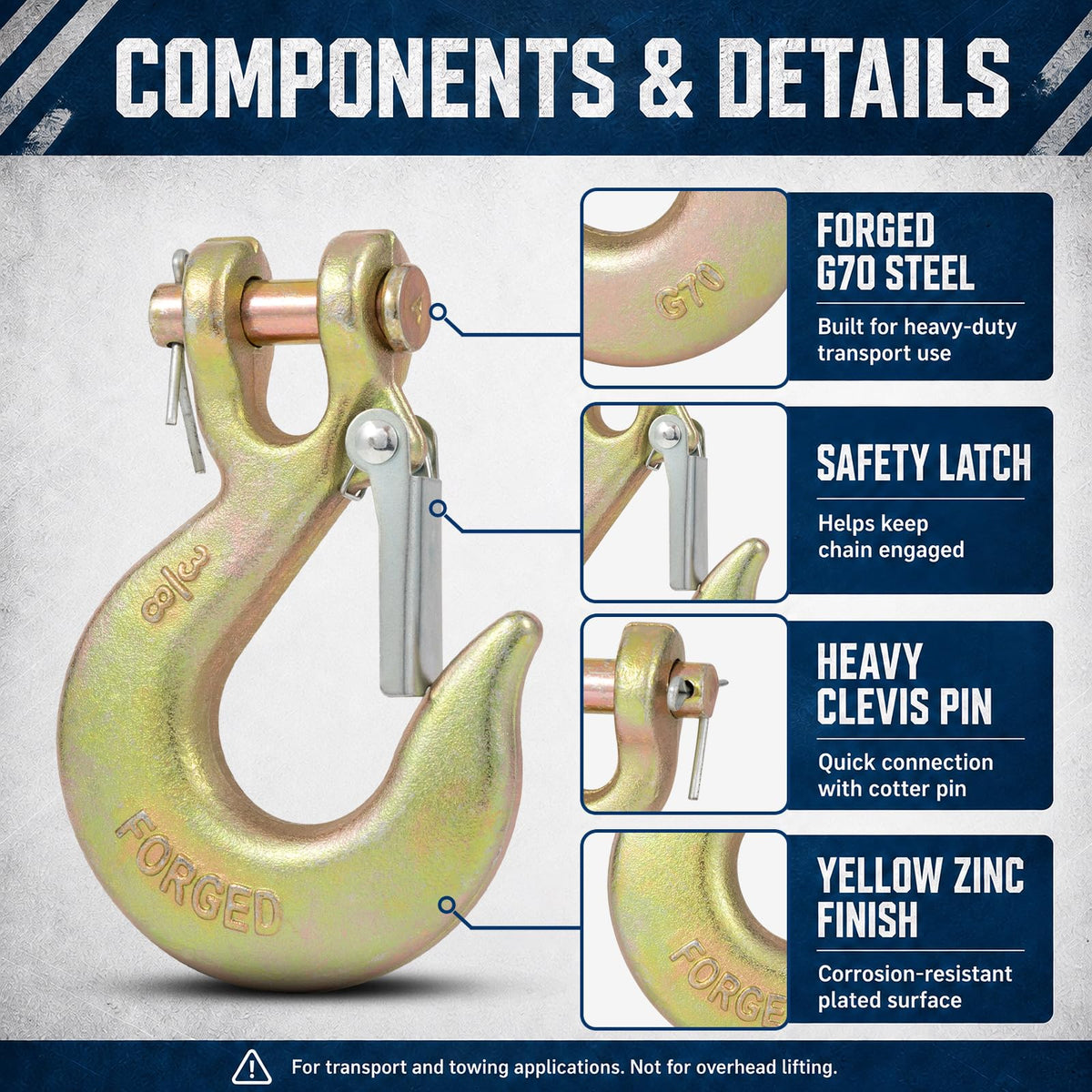 3/8" Heavy Duty Clevis Slip Hook with Safety Latch L638788