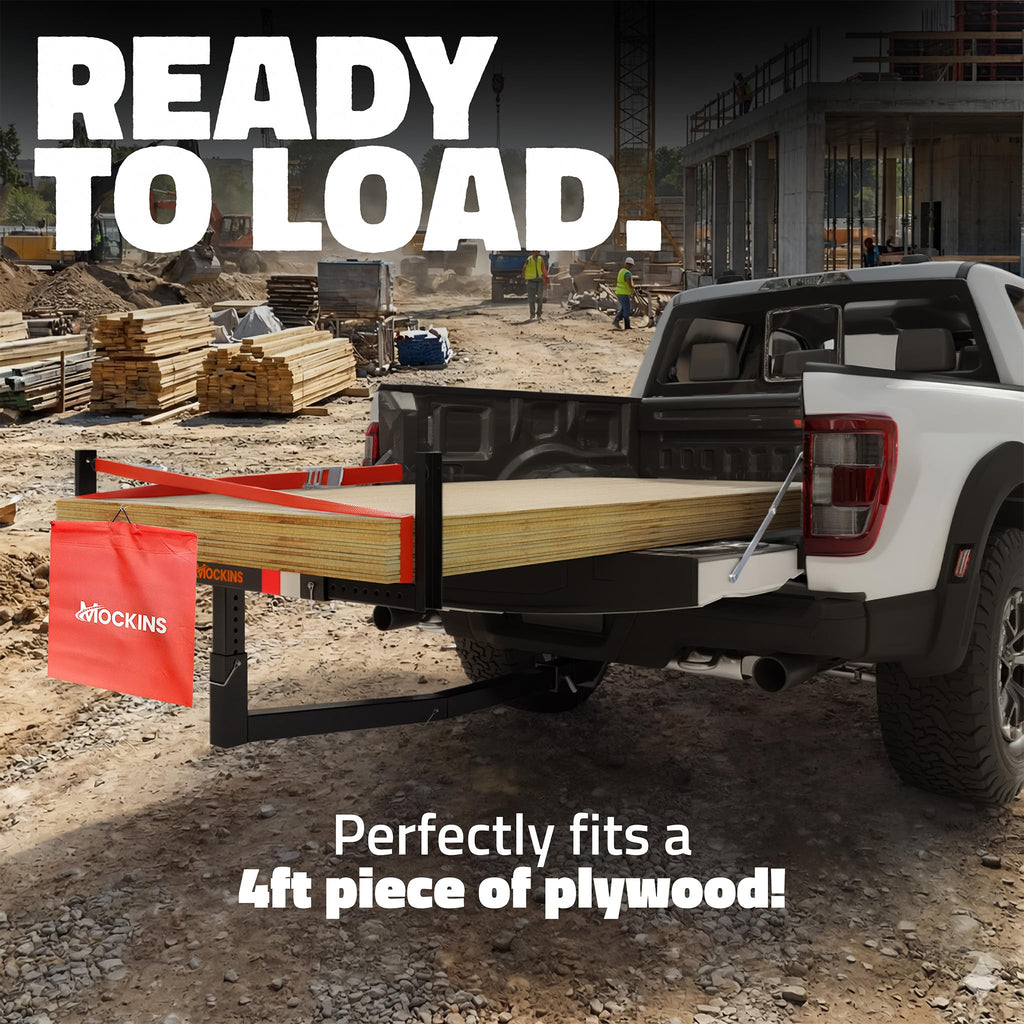 750 Lbs Cap Hitch Mount Truck Bed Extender with Stabilizer & Straps D644