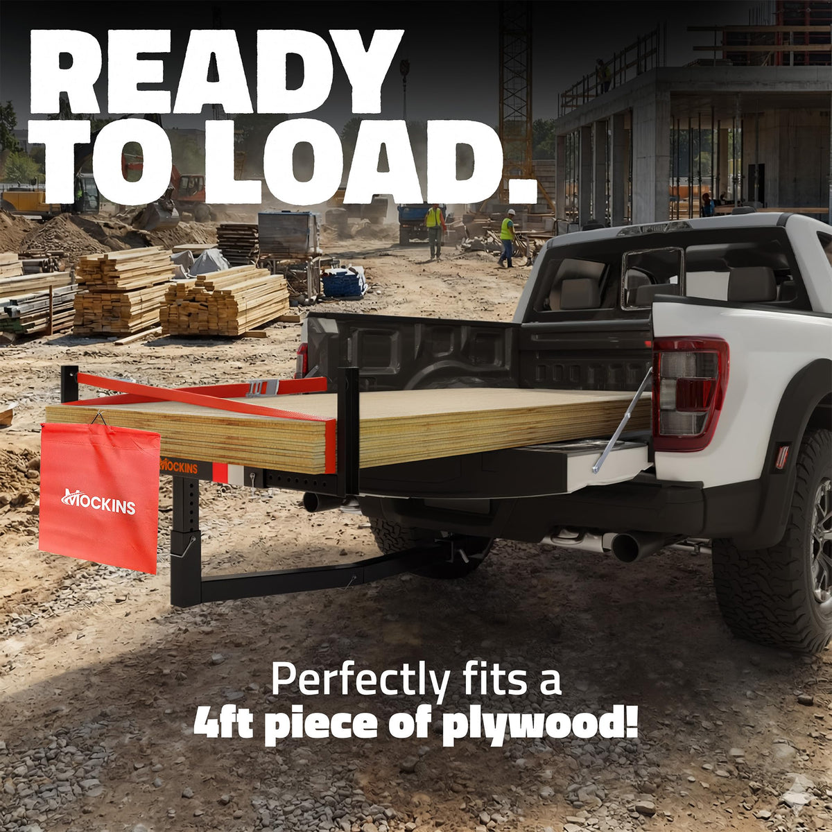 750 Lbs Cap Hitch Mount Truck Bed Extender with Stabilizer & Straps D644