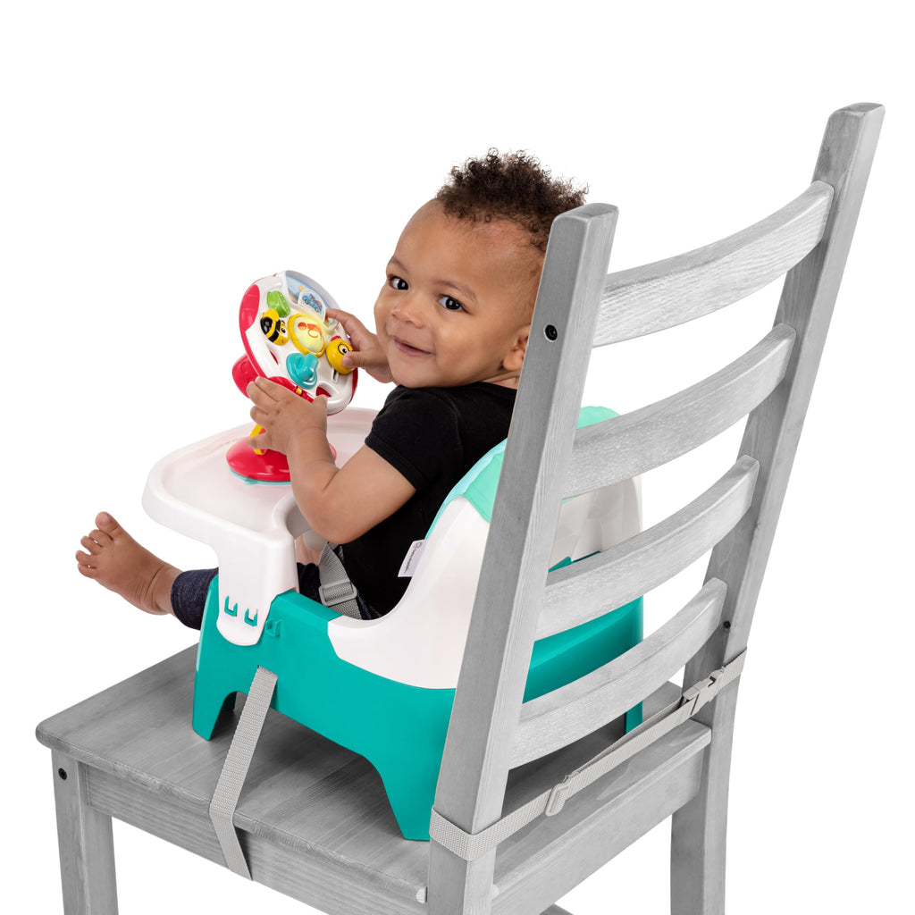 2 in 1 Compact Booster Feeding Seat with Musical Steering Wheel Toy O694571