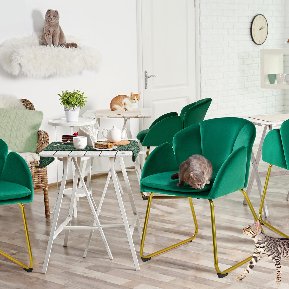 Green Flower Shape Accent Chairs Set of 2 I2938