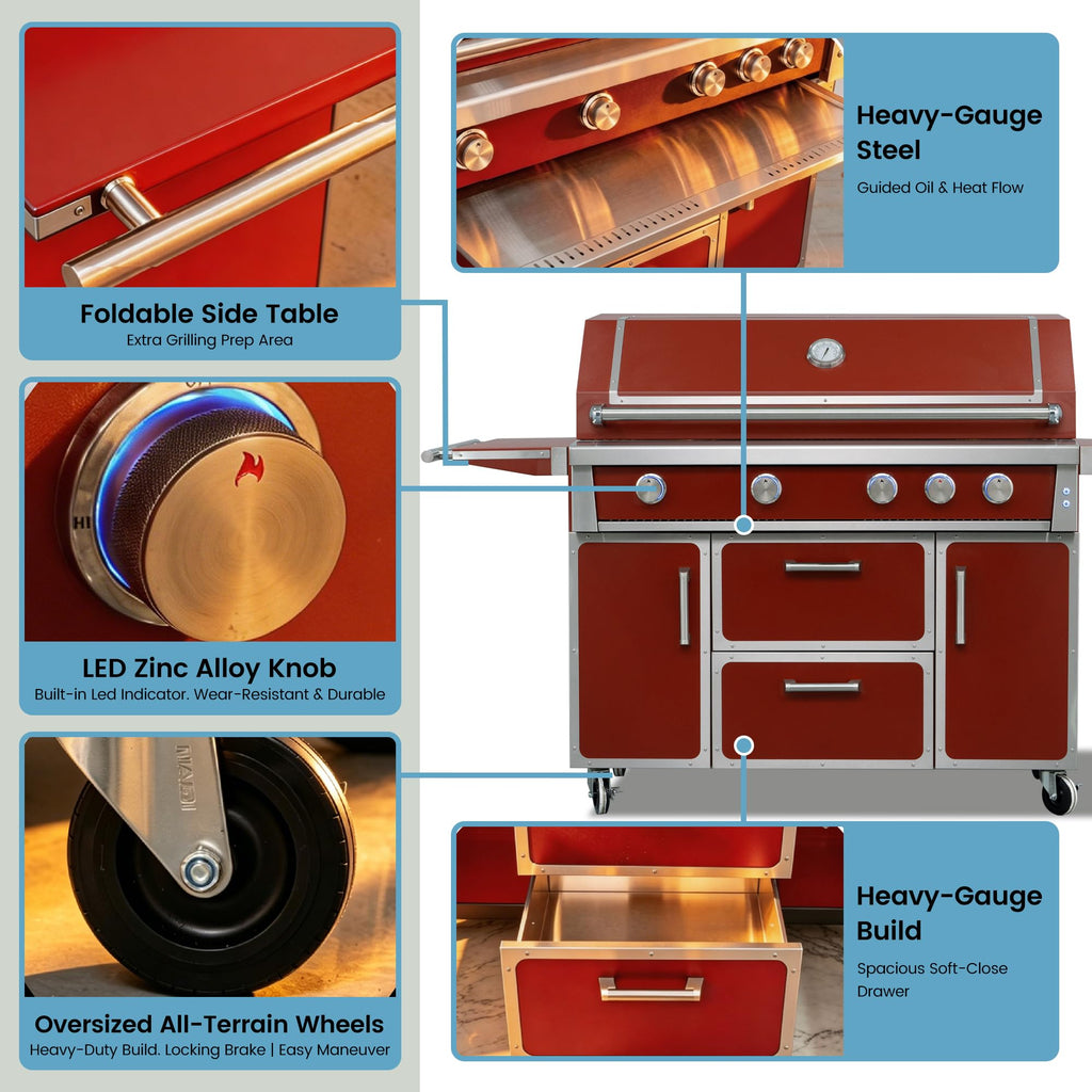 49" Propane Gas Grill, 304 Stainless Steel, 99K BTU, 828 Sq.In G897035