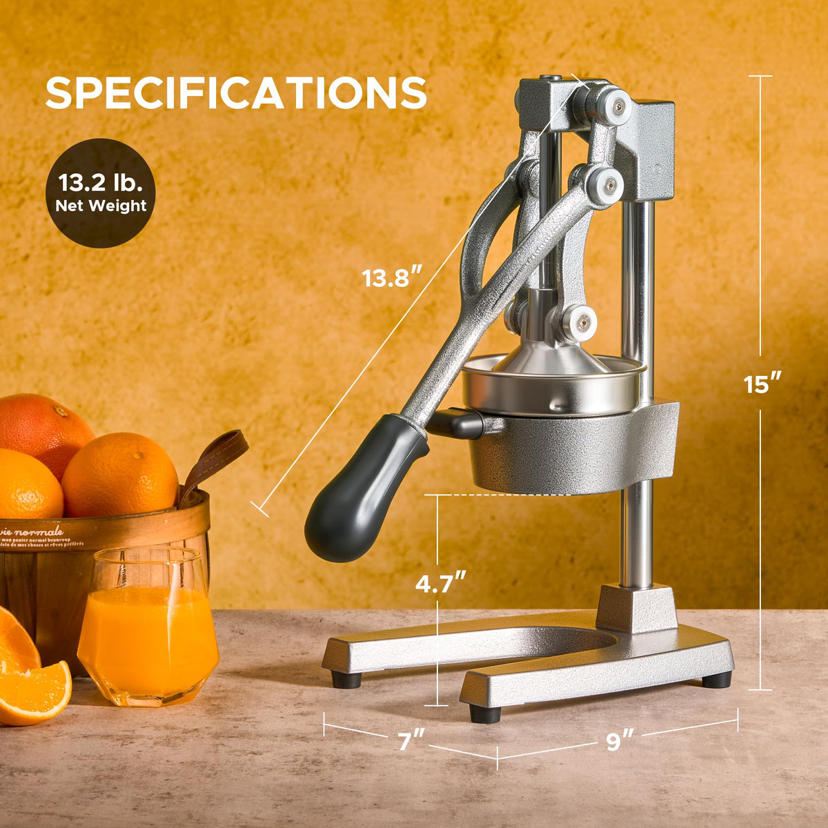 Cast Iron Manual Citrus Juicer with Strainer G359