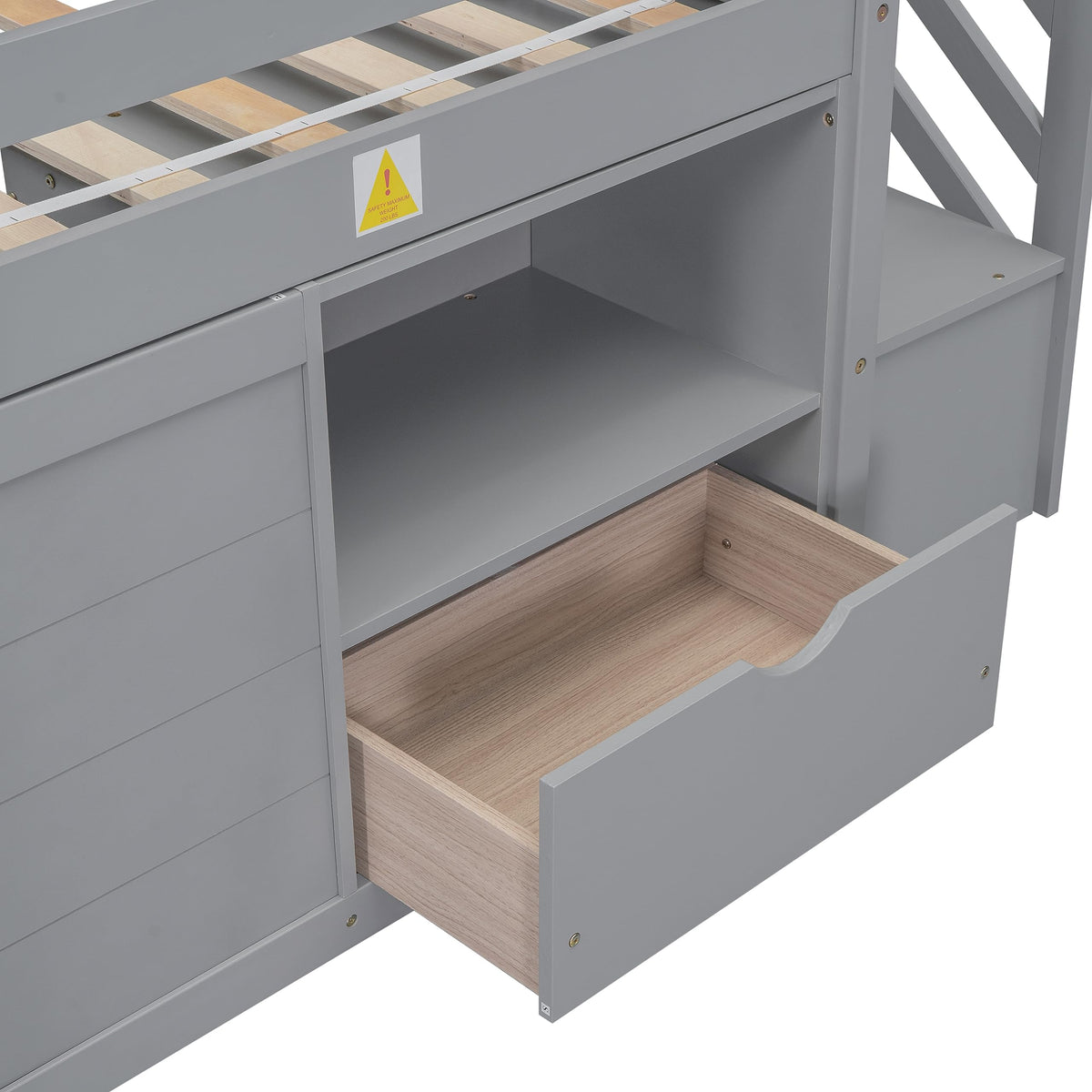 Twin Size Wood Loft Bed with Storage A6651