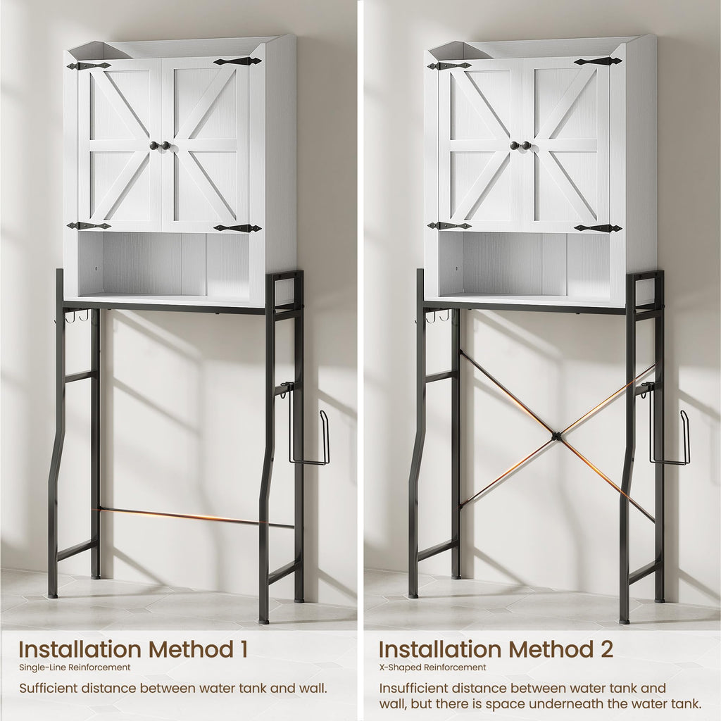 Over The Toilet Storage Cabinet with 2-Door & Metal Stand, White Y1526