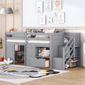 Twin Size Wood Loft Bed with Storage A6651