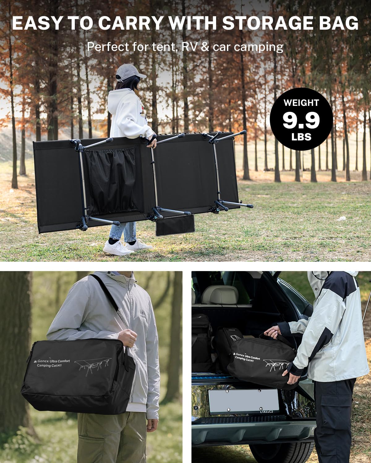 31" Adjustable Height Camping Cot Q8801