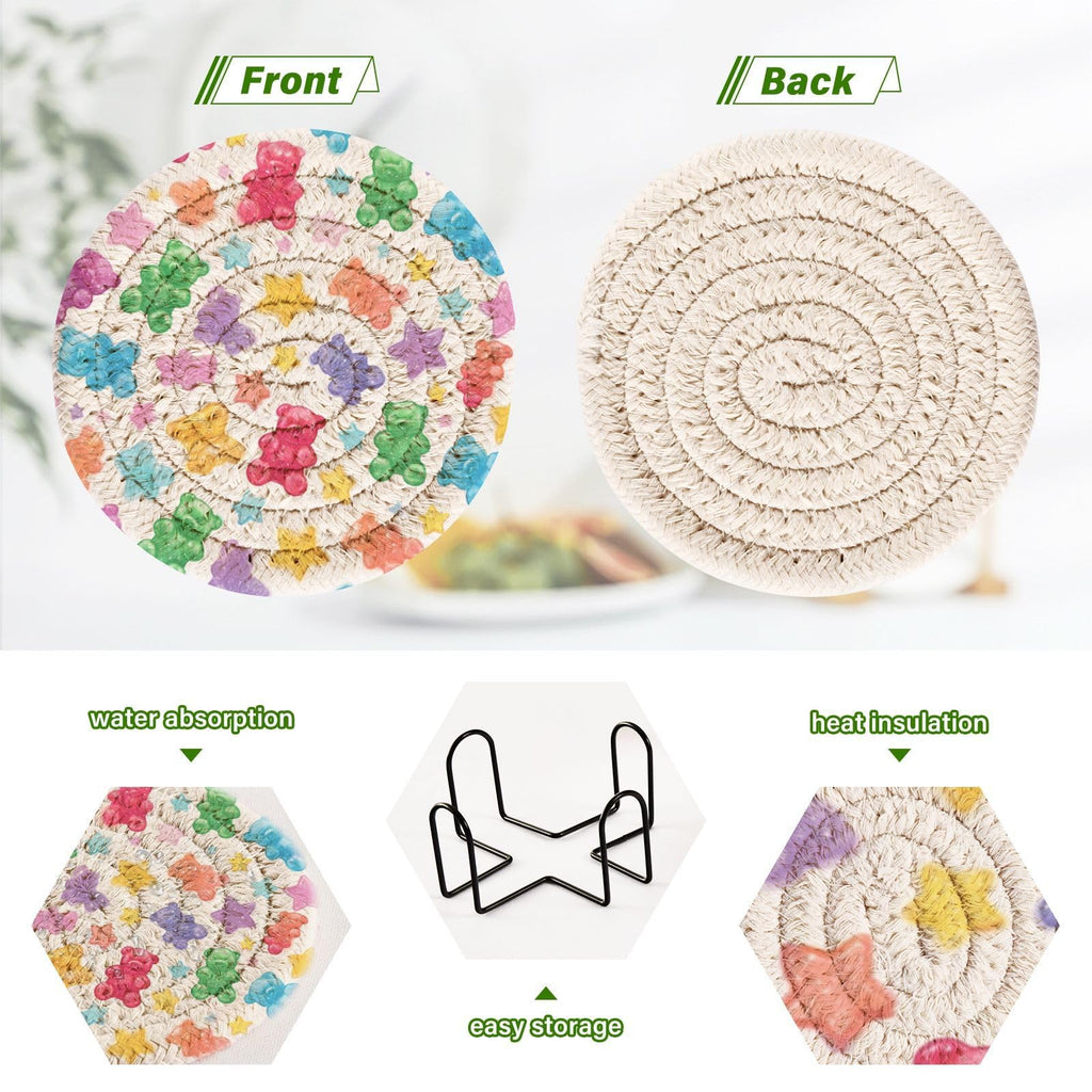 Coasters Set of 6 Colorful Gummy Bears Stars J263041