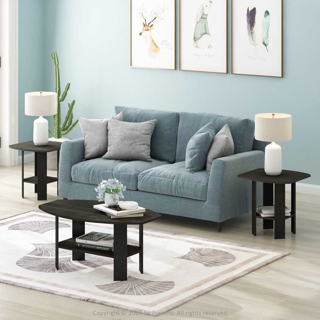 Set of 2 Espresso 2-Tier Side Table O432