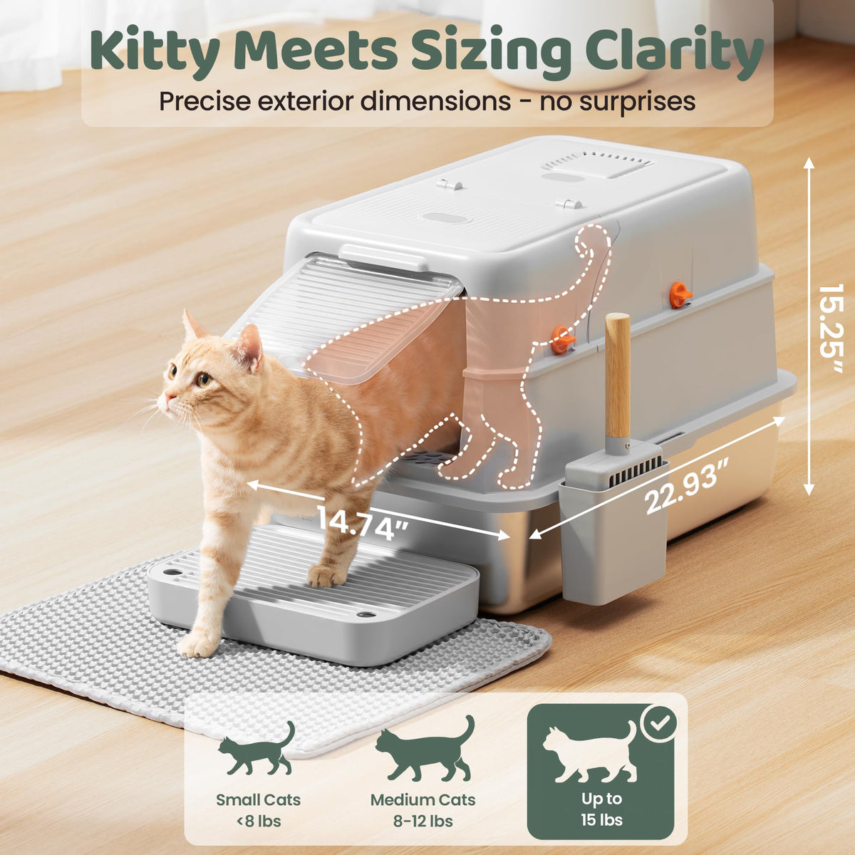 XL Stainless Steel Enclosed Litter Box with Lid U91977