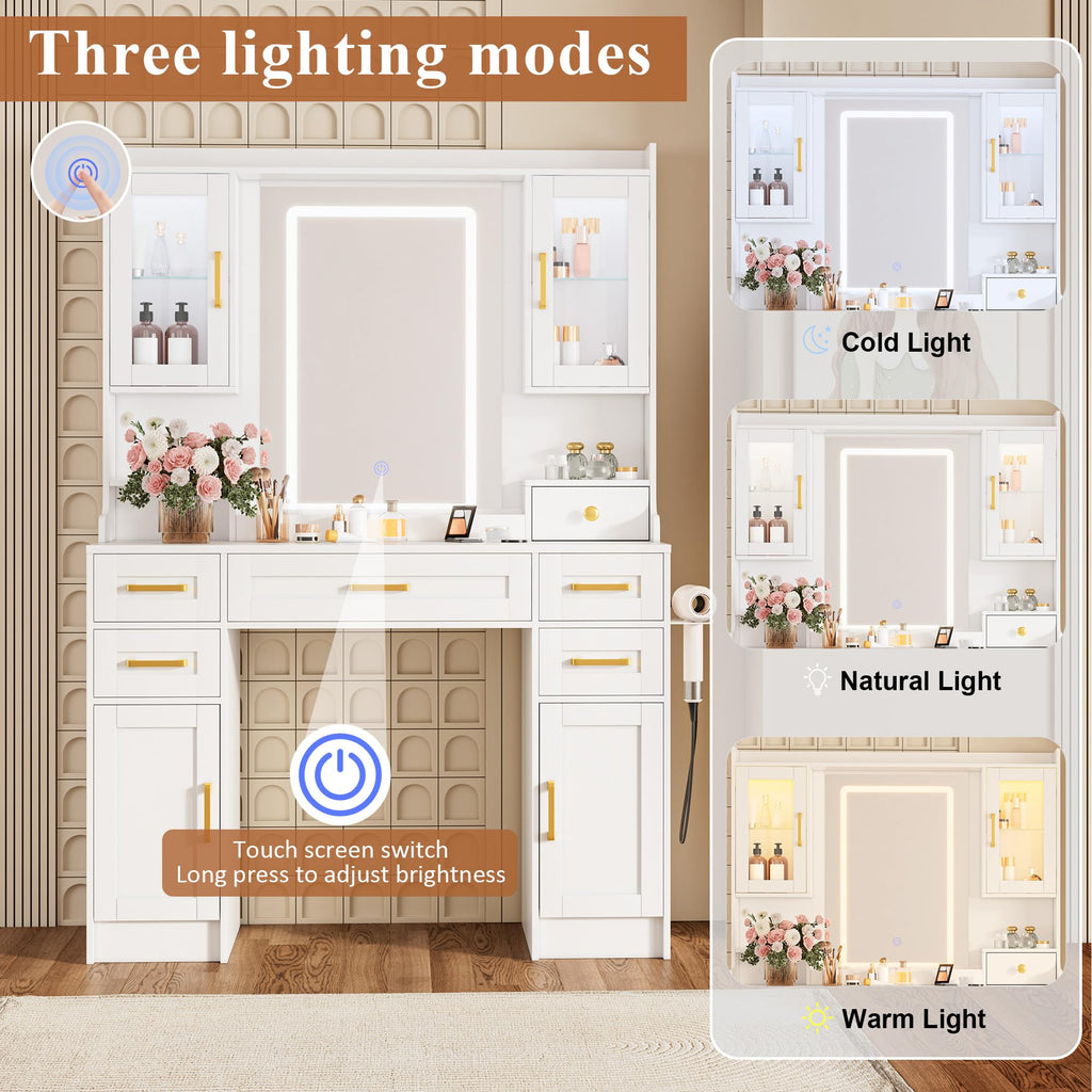Vanity Desk with Mirror and LED Lights S834