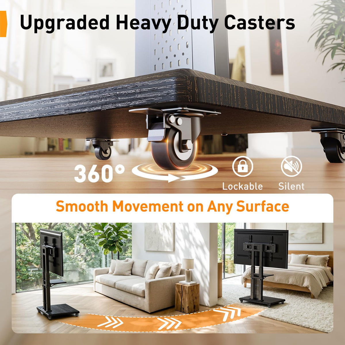 Rolling TV Stand with Pegboard for 32–86 inch TVs E921469