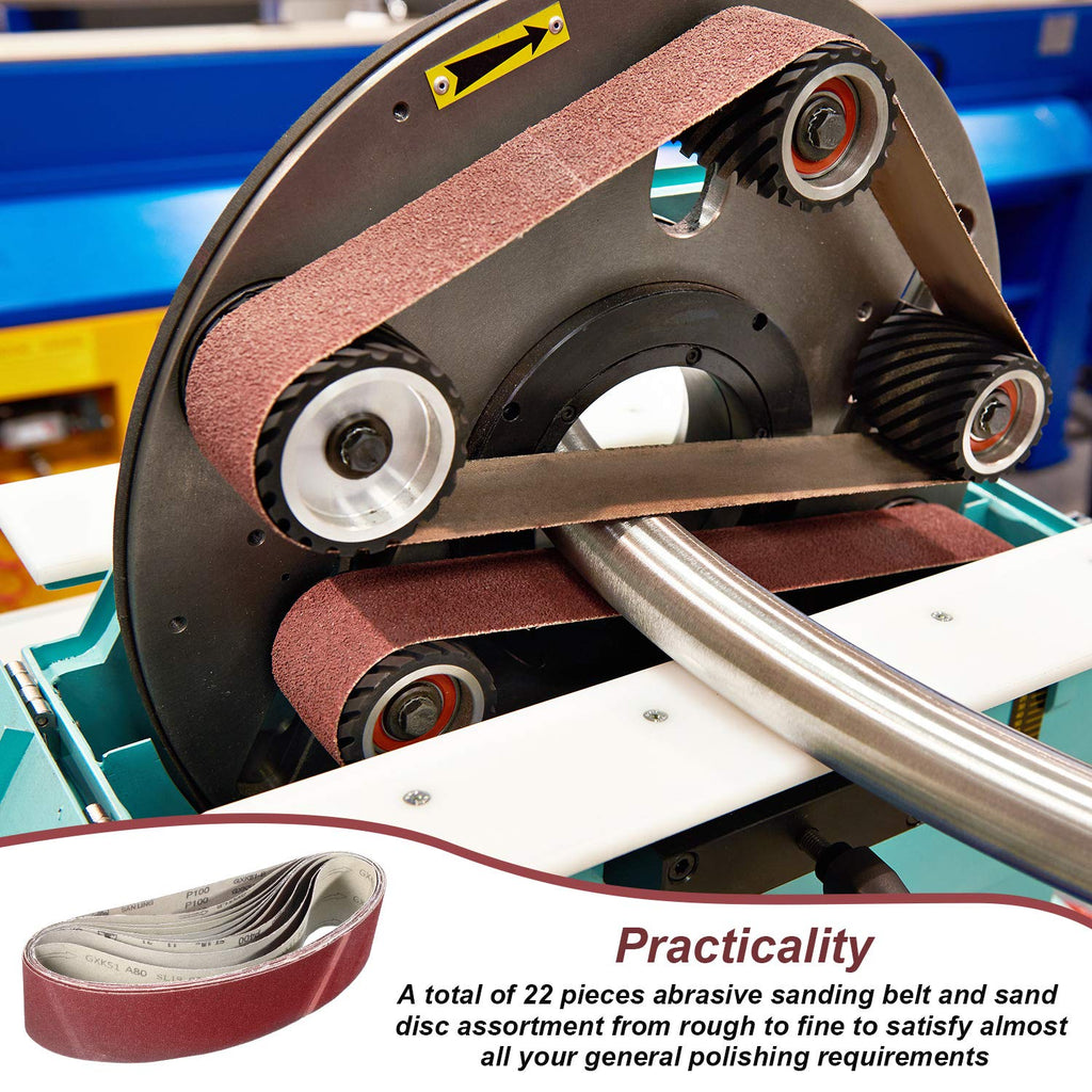 22 Pieces 4 x 36 In Sanding Belts and 6 In Self-Adhesive Discs Set F9827