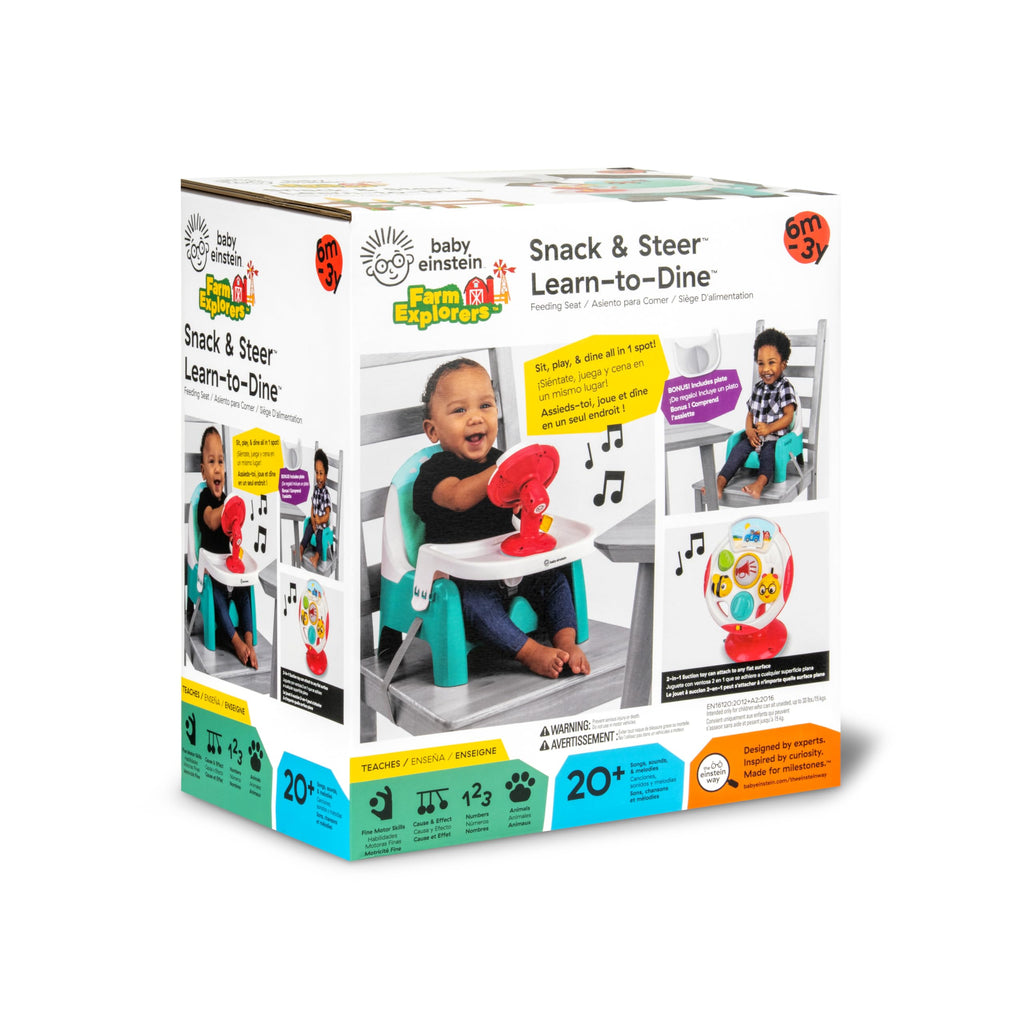 2 in 1 Compact Booster Feeding Seat with Musical Steering Wheel Toy O694571