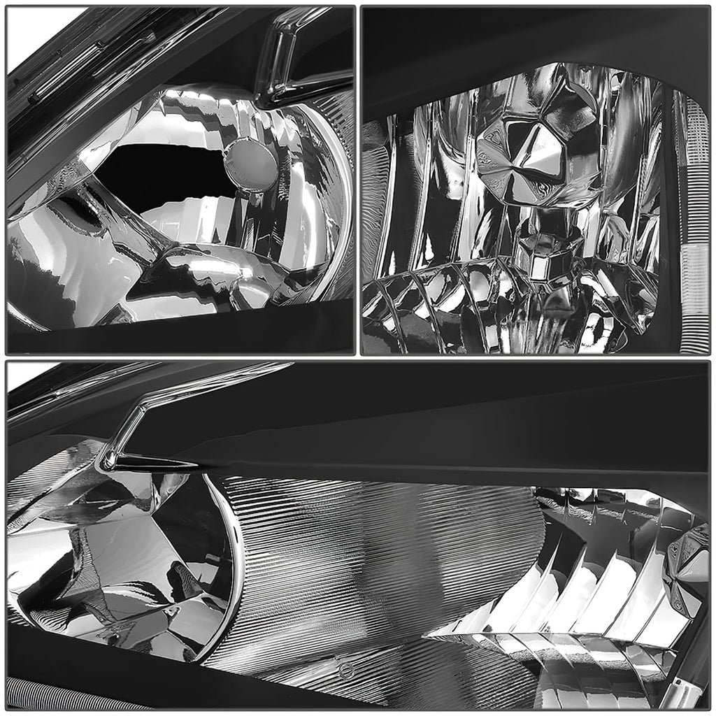 Headlight Assembly Left Right LED DRL Headlamp Set Black Housing Clear Corner D784