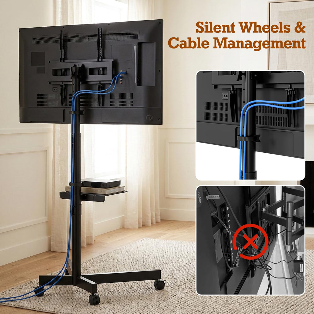 Rolling TV Stand with Wheels for 23-60 Inch Flat Curved TVs V11642