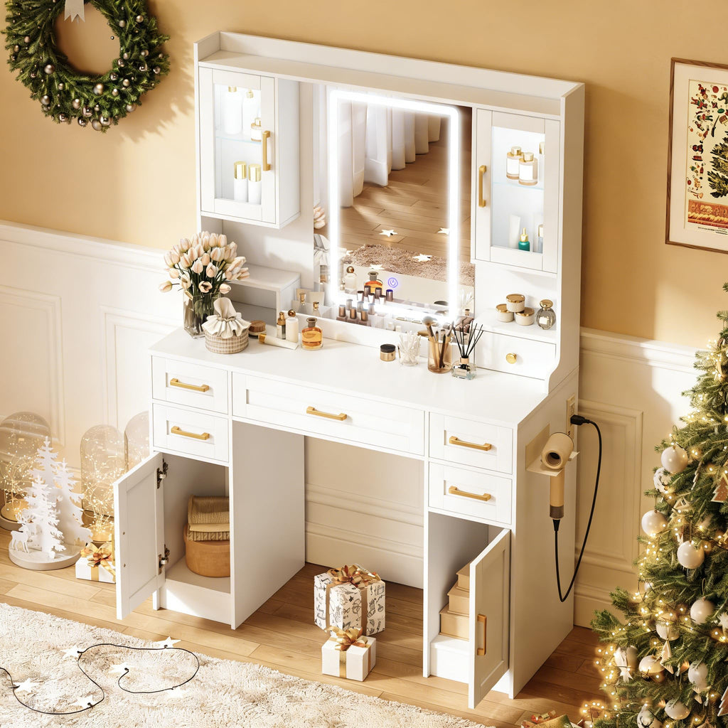 Vanity Desk with Mirror and LED Lights S834
