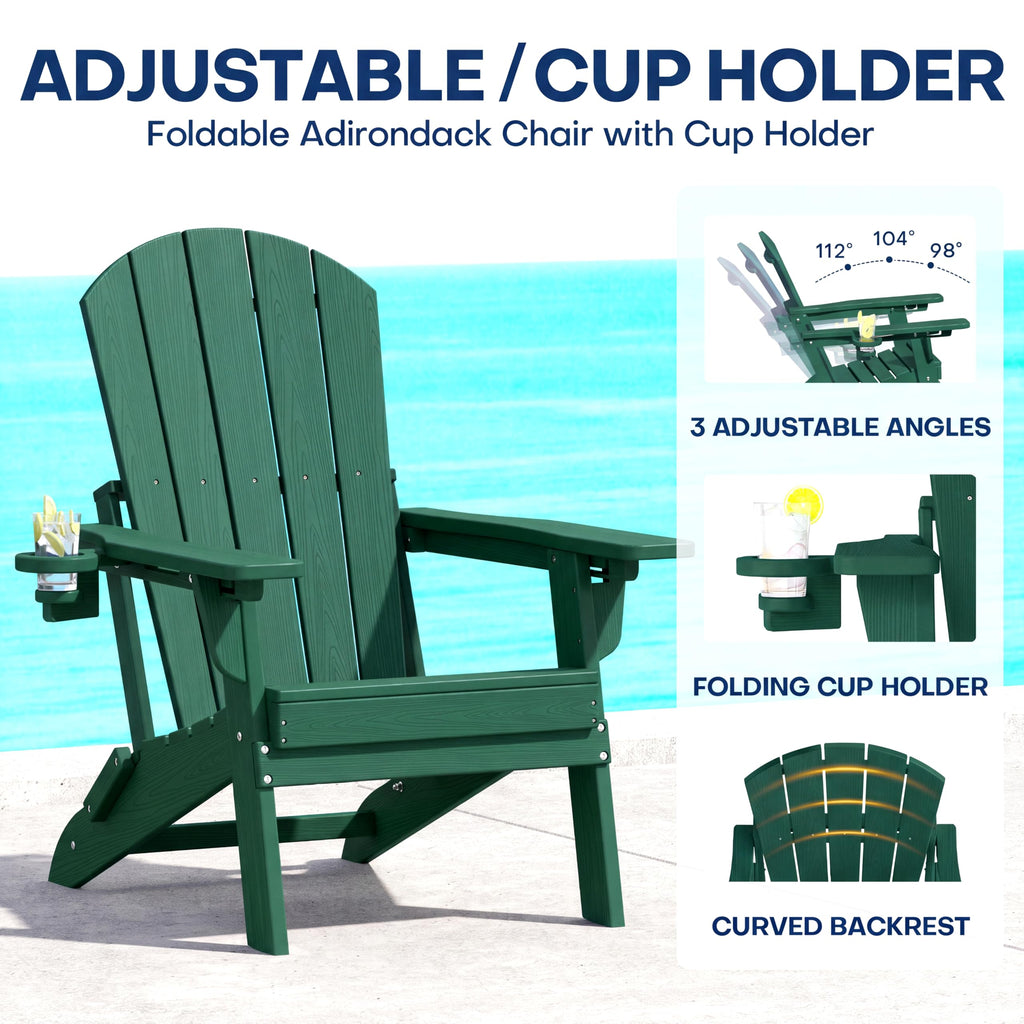 Folding Adjustable Adirondack Chair Set of 2 Green Y8141