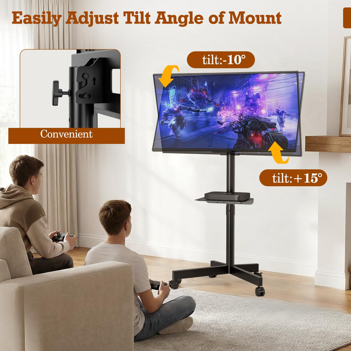 Rolling TV Stand with Wheels for 23-60 Inch Flat Curved TVs V11642