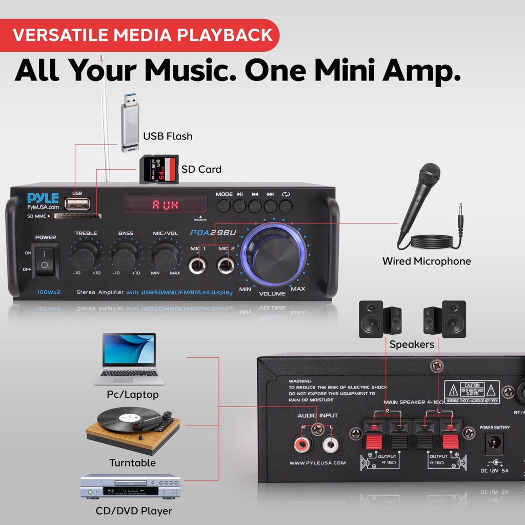 200W 2-Channel Bluetooth Stereo Power Amplifier I752311