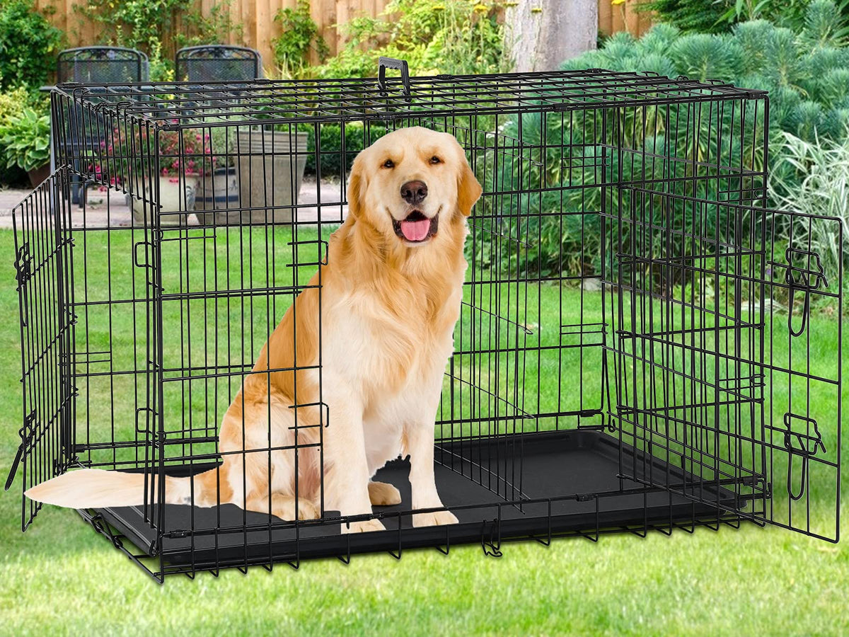 48" Heavy Duty Folding Wire Metal Dog Crate with Divider P874585