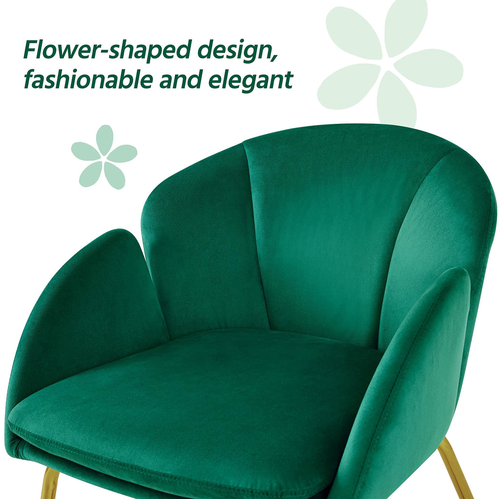 Green Flower Shape Accent Chairs Set of 2 I2938