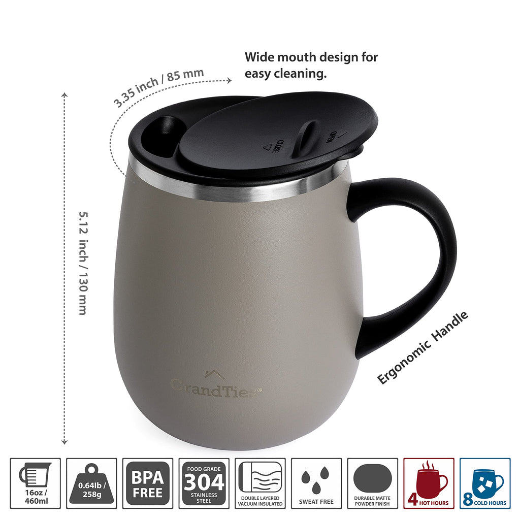 16 oz Insulated Stainless Steel Coffee Mug 2-Pack Q482498
