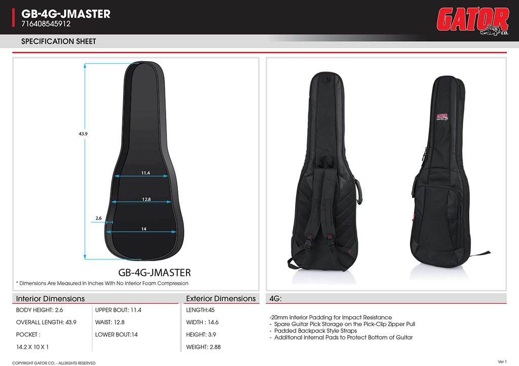 Gig Bag for Electric Guitars with Adjustable Backpack Straps R47096