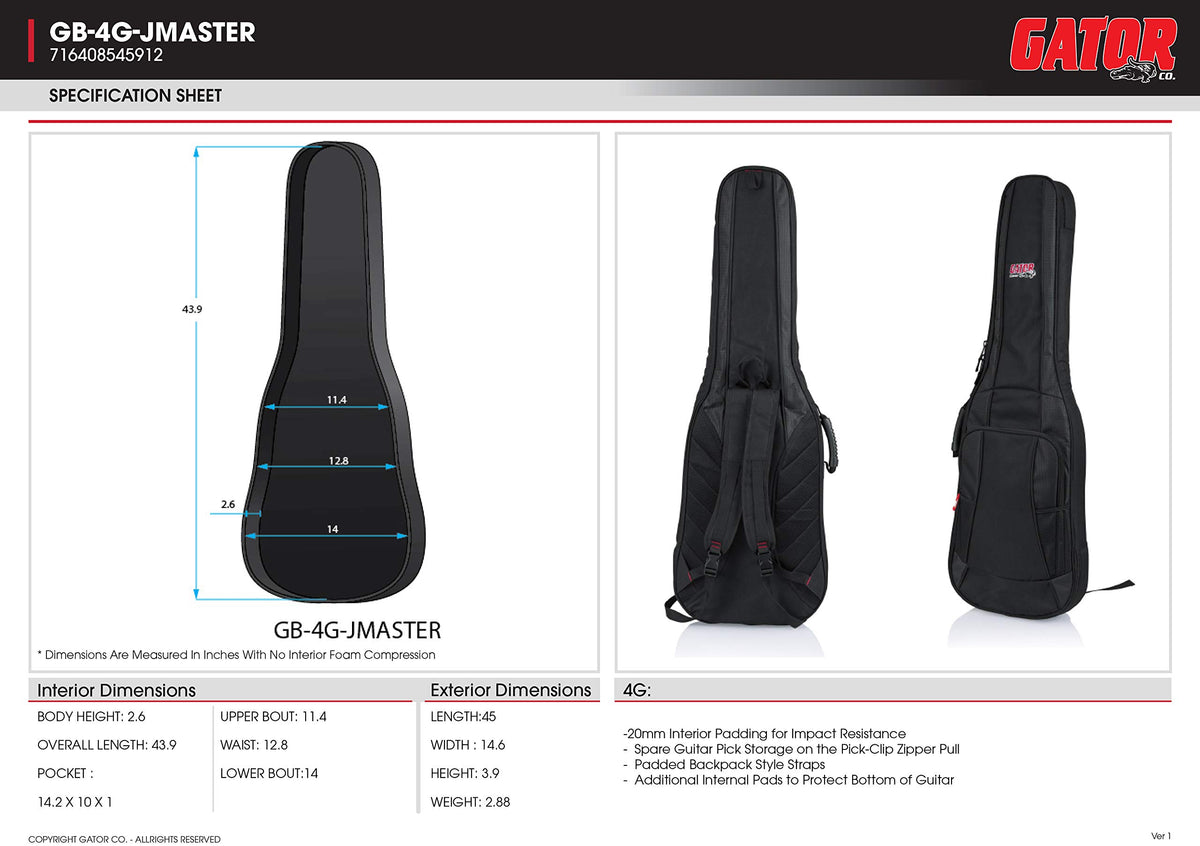 Gig Bag for Electric Guitars with Adjustable Backpack Straps R47096