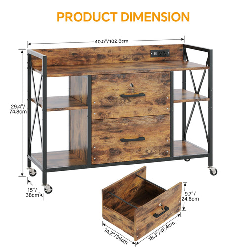 2 Drawer File Cabinet with Lock and Power Outlets L553130