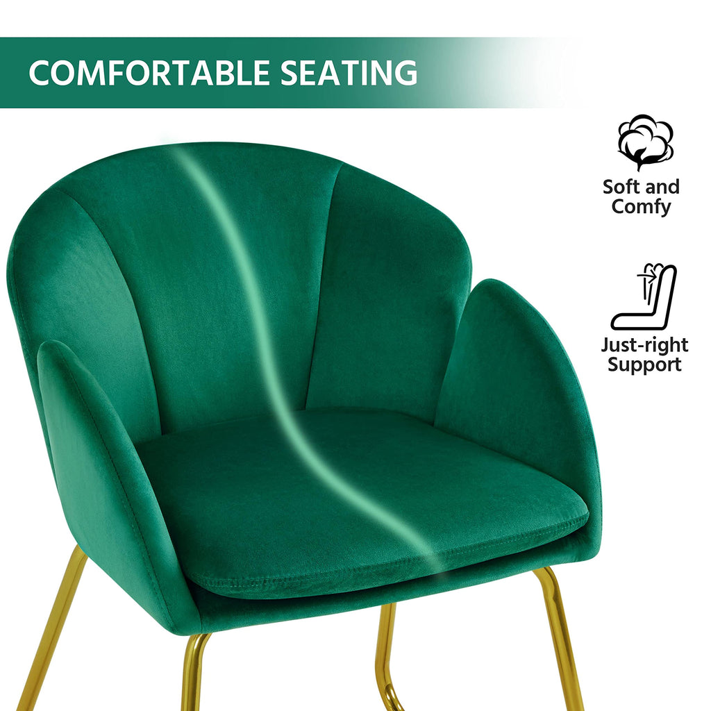 Green Flower Shape Accent Chairs Set of 2 I2938