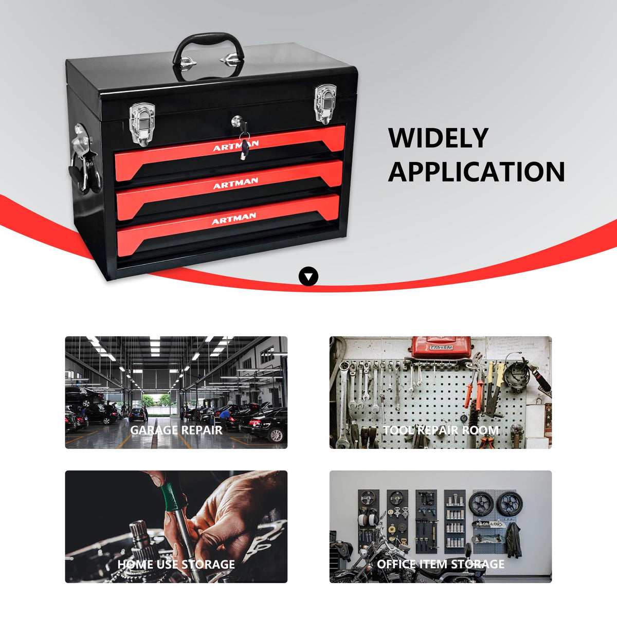 3-Drawer Steel Tool Chest with 439-Piece Mechanics Tool Set S1025