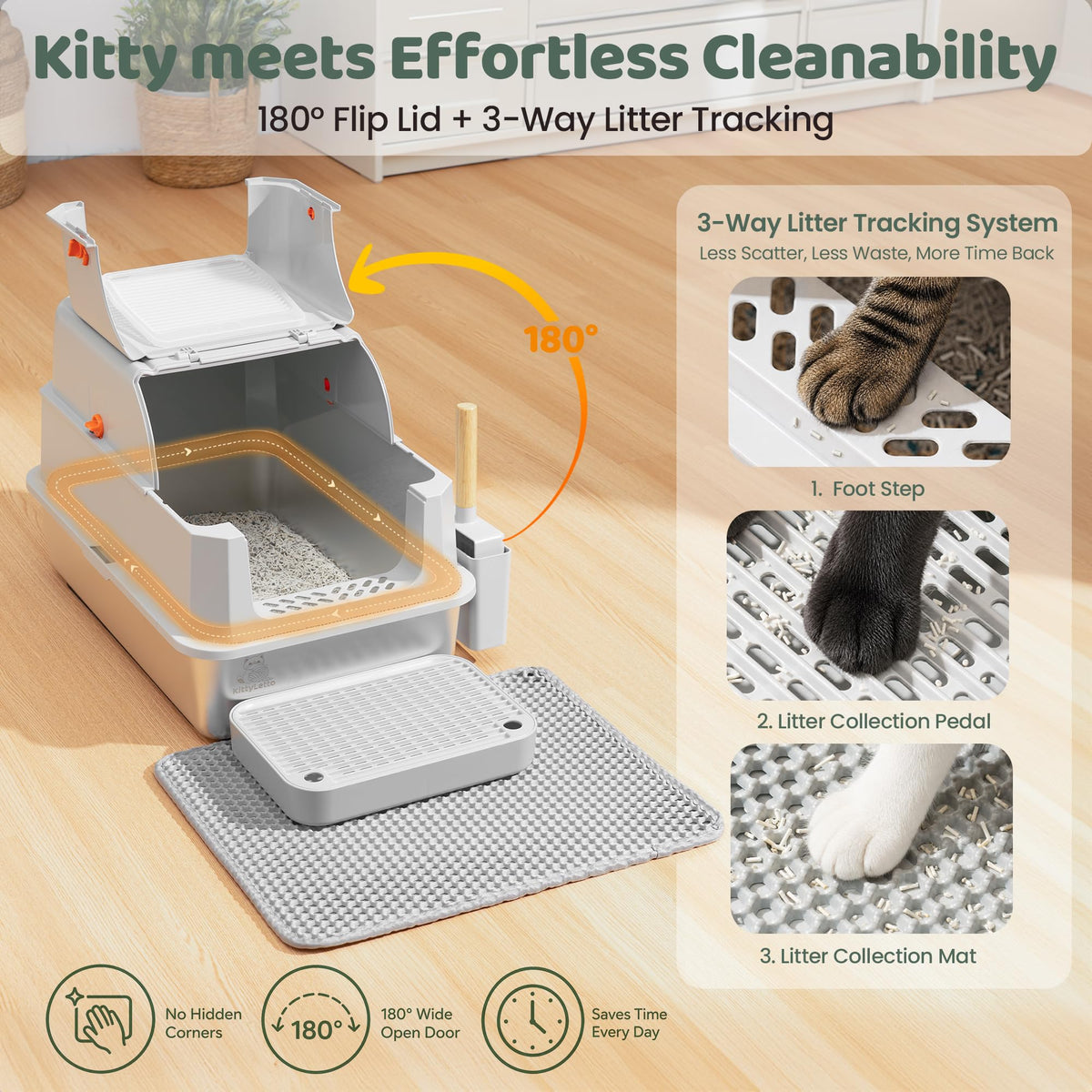 XL Stainless Steel Enclosed Litter Box with Lid U91977