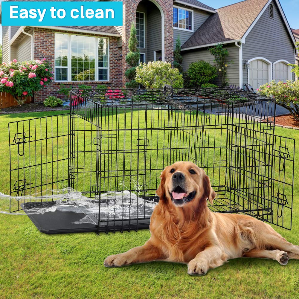 48" Heavy Duty Folding Wire Metal Dog Crate with Divider P874585