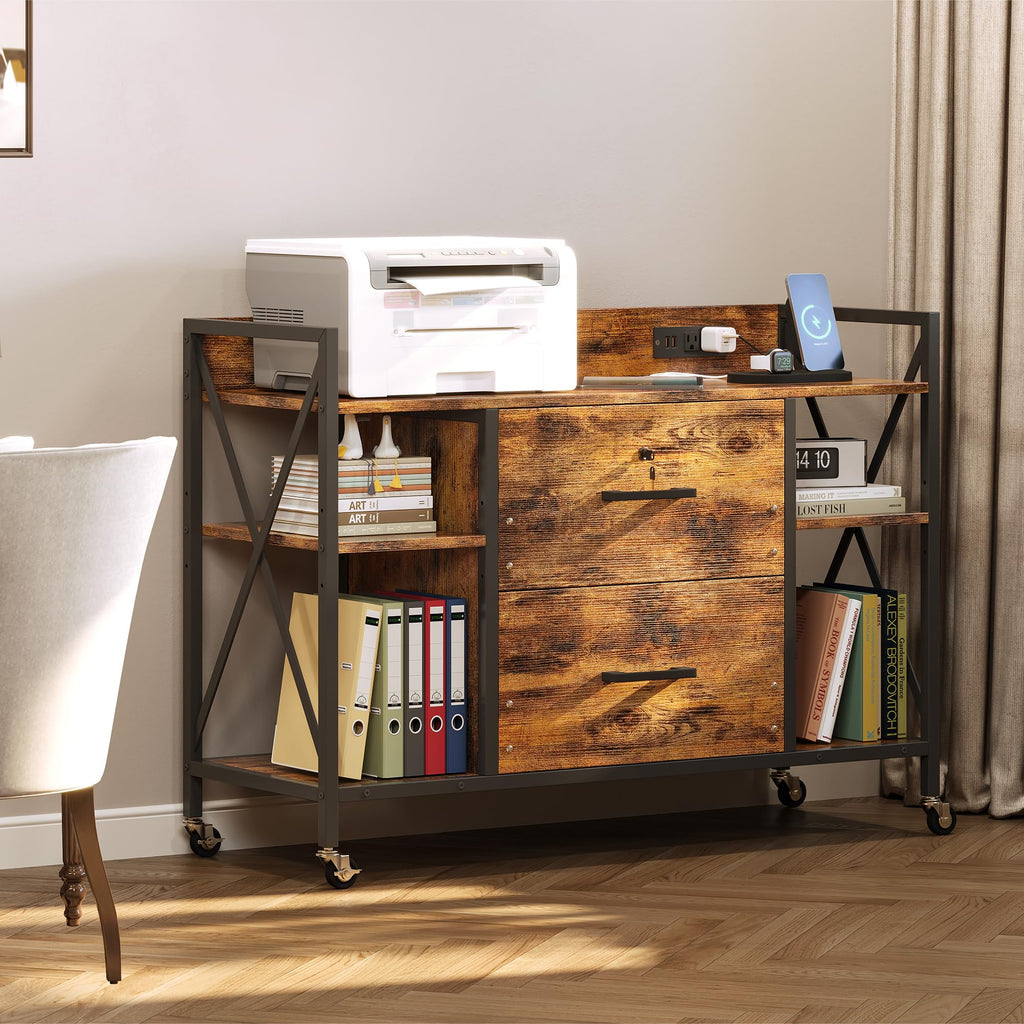 2 Drawer File Cabinet with Lock and Power Outlets L553130