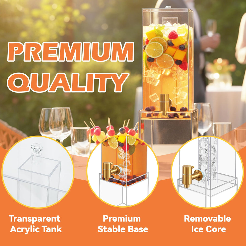 2 Gallon Drink Dispenser with Airtight Valve and Acrylic Stand E315950