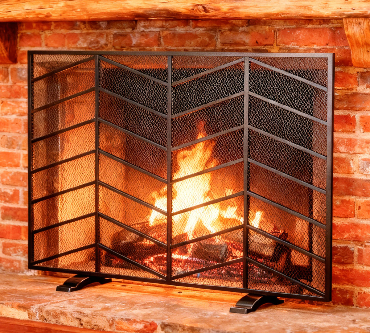 Iron Chevron Fireplace Screen X977686