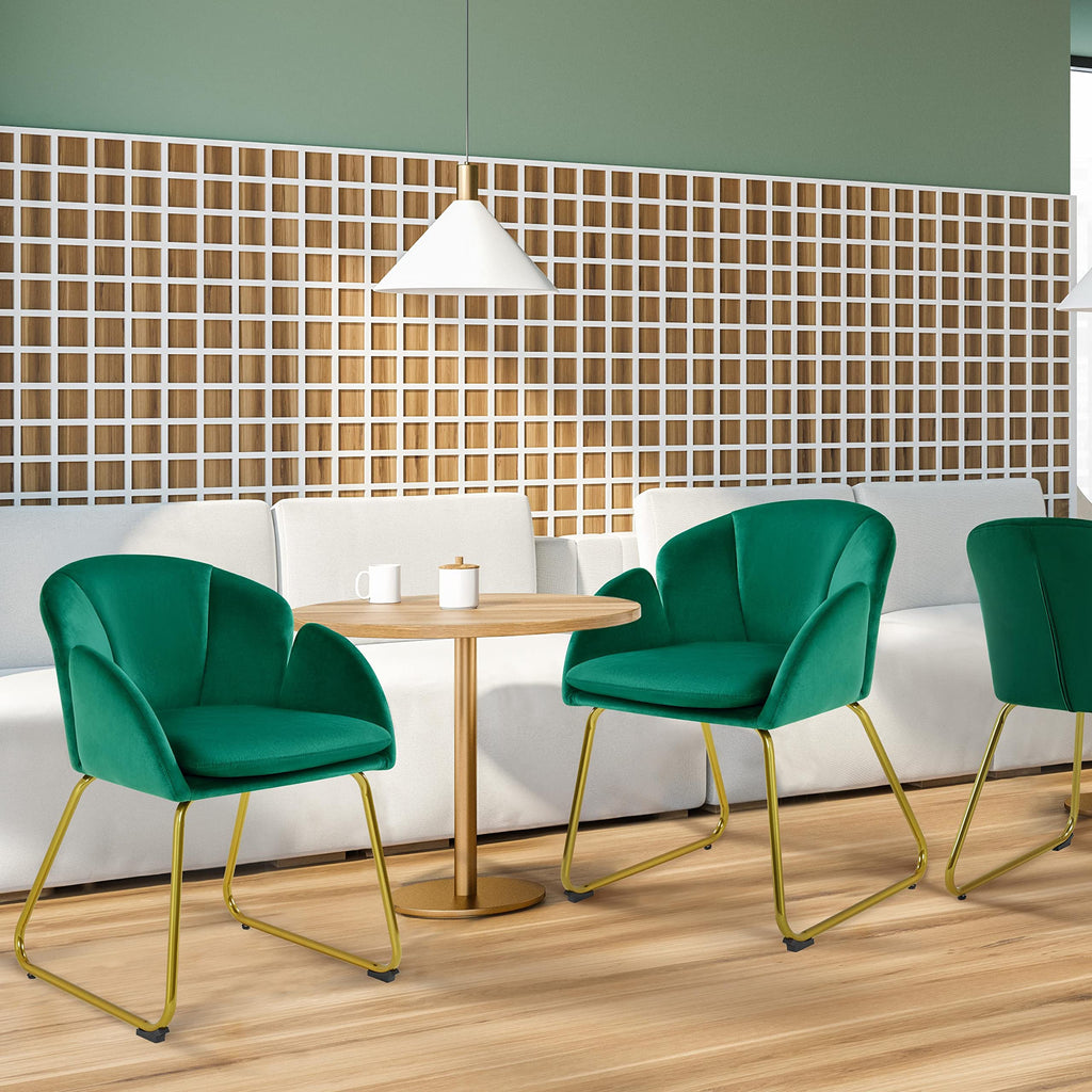 Green Flower Shape Accent Chairs Set of 2 I2938