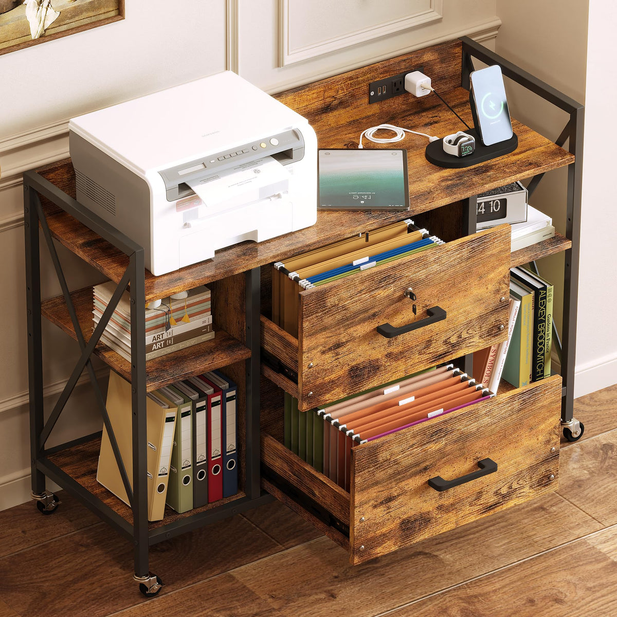 2 Drawer File Cabinet with Lock and Power Outlets L553130