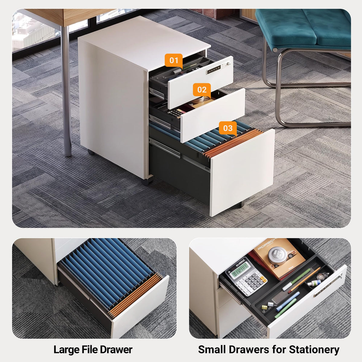 3 Drawer File Cabinet with Combination Lock F972306
