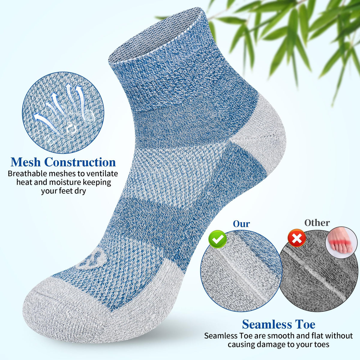 6 Pairs Ankle Diabetic Socks T5951