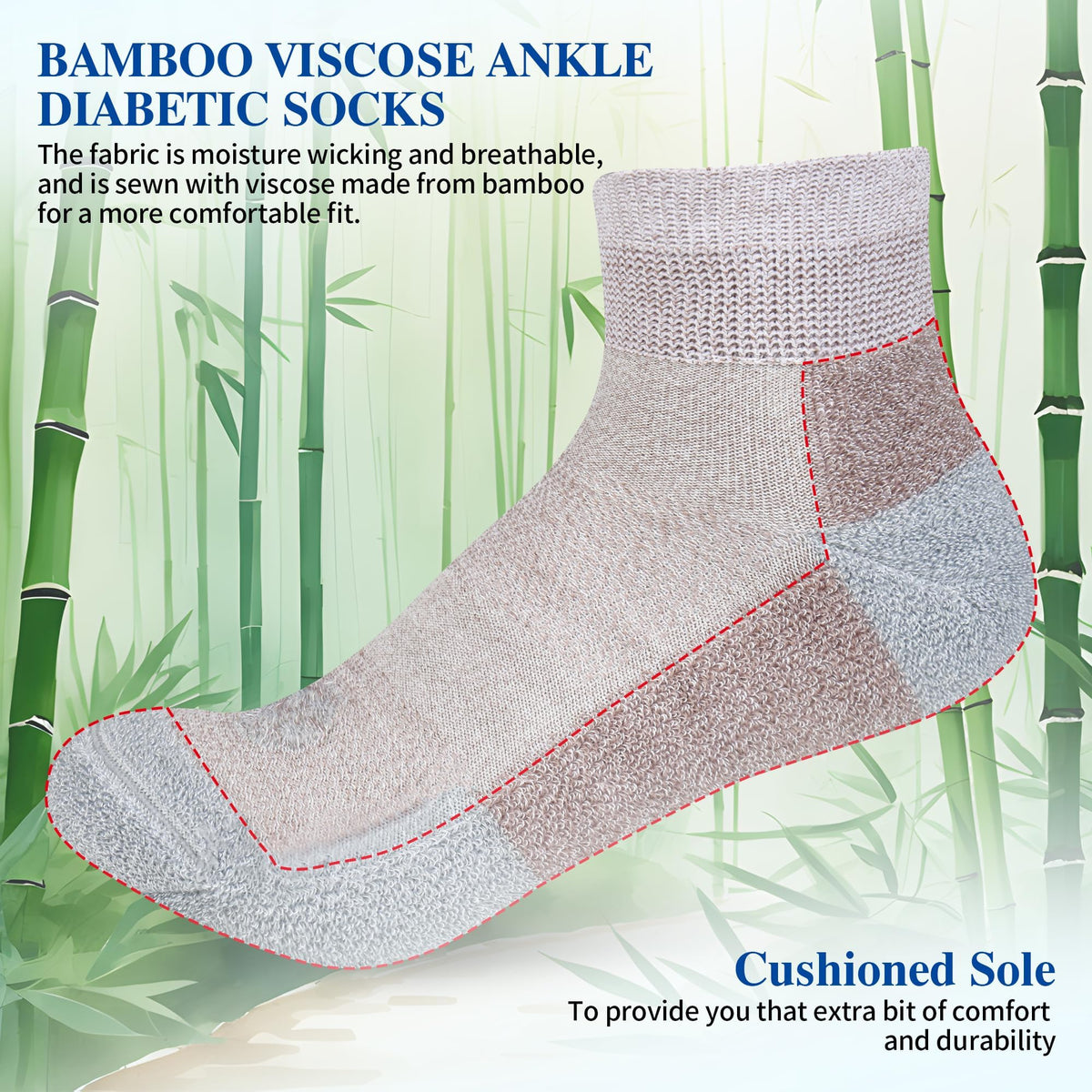 6 Pairs Ankle Diabetic Socks T5951