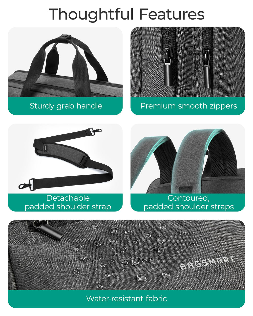 3 In 1 Laptop Bag 17.3 Inch Water-Repellent Black S60456