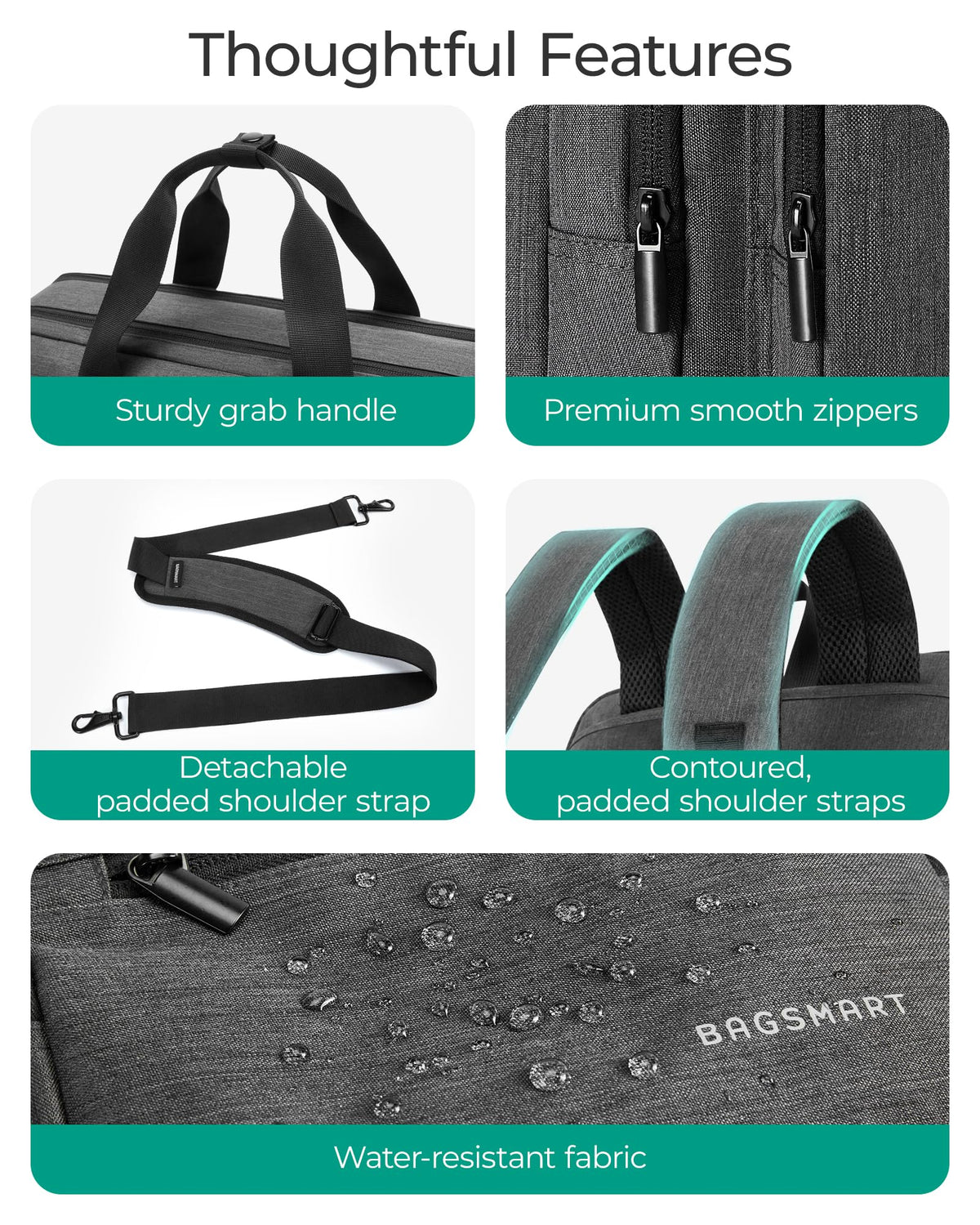 3 In 1 Laptop Bag 17.3 Inch Water-Repellent Black S60456