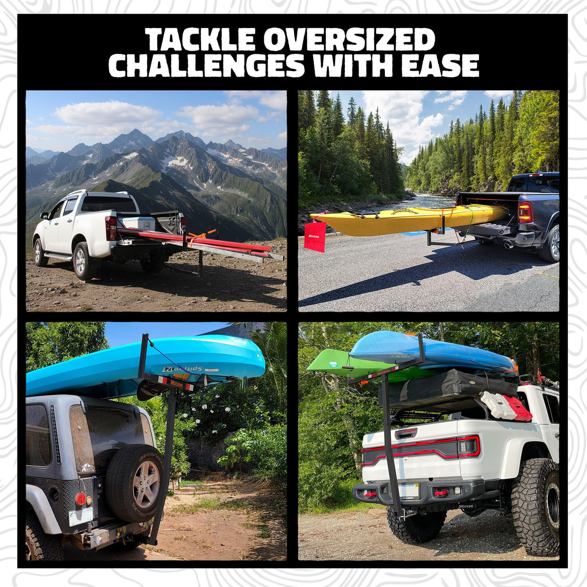 750 Lbs Cap Hitch Mount Truck Bed Extender with Stabilizer & Straps D644